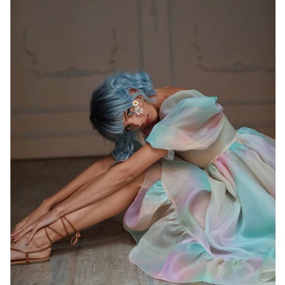 Selkie The Rainbow French Puff Midi Dress - Picture 4 of 12